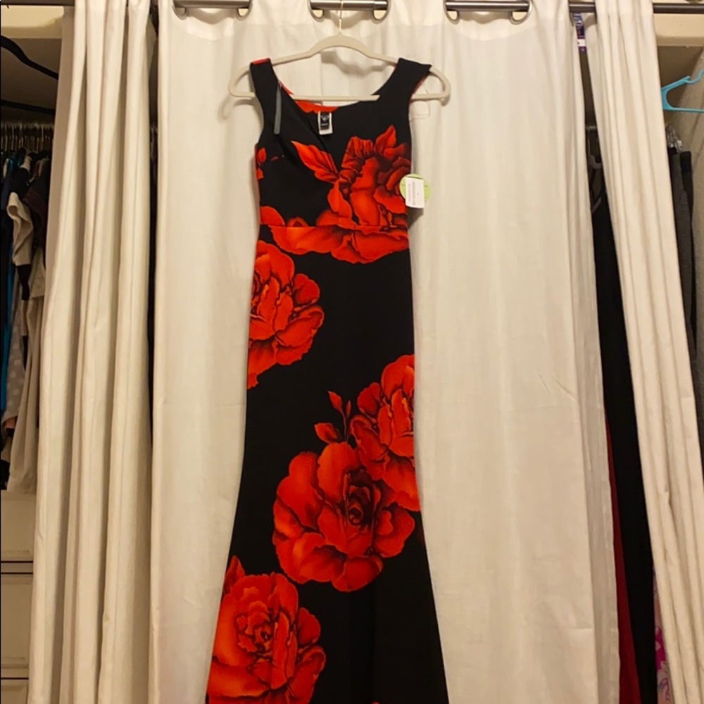 Formal black and red floral dress